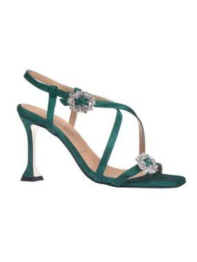 NEW Ron White Nicolette Crystal Buckle Heel Sandal Green EU 37.5 US 7 $795 [jb]